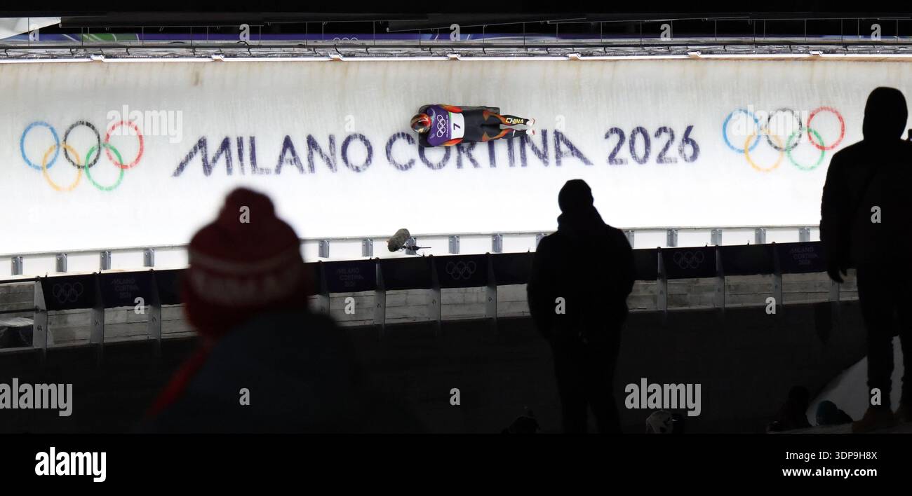 CHEN Wenhao of China slides down the track during the men's skeleton at ...