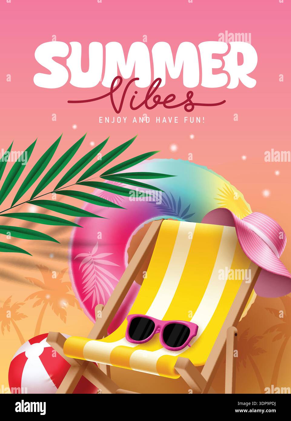Summer Vibes clipart poster design. Summer vibes text in  display picture 2