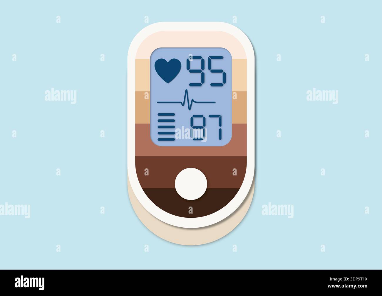 Illustration of a pulse oximeter. This is a medical device that clips ...
