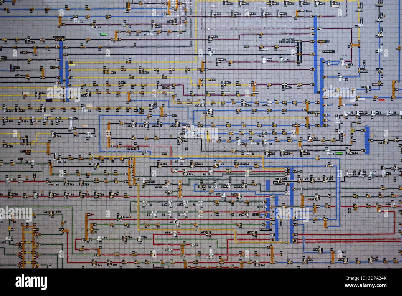 Intricate network diagram displaying multiple interconnected lines and ...