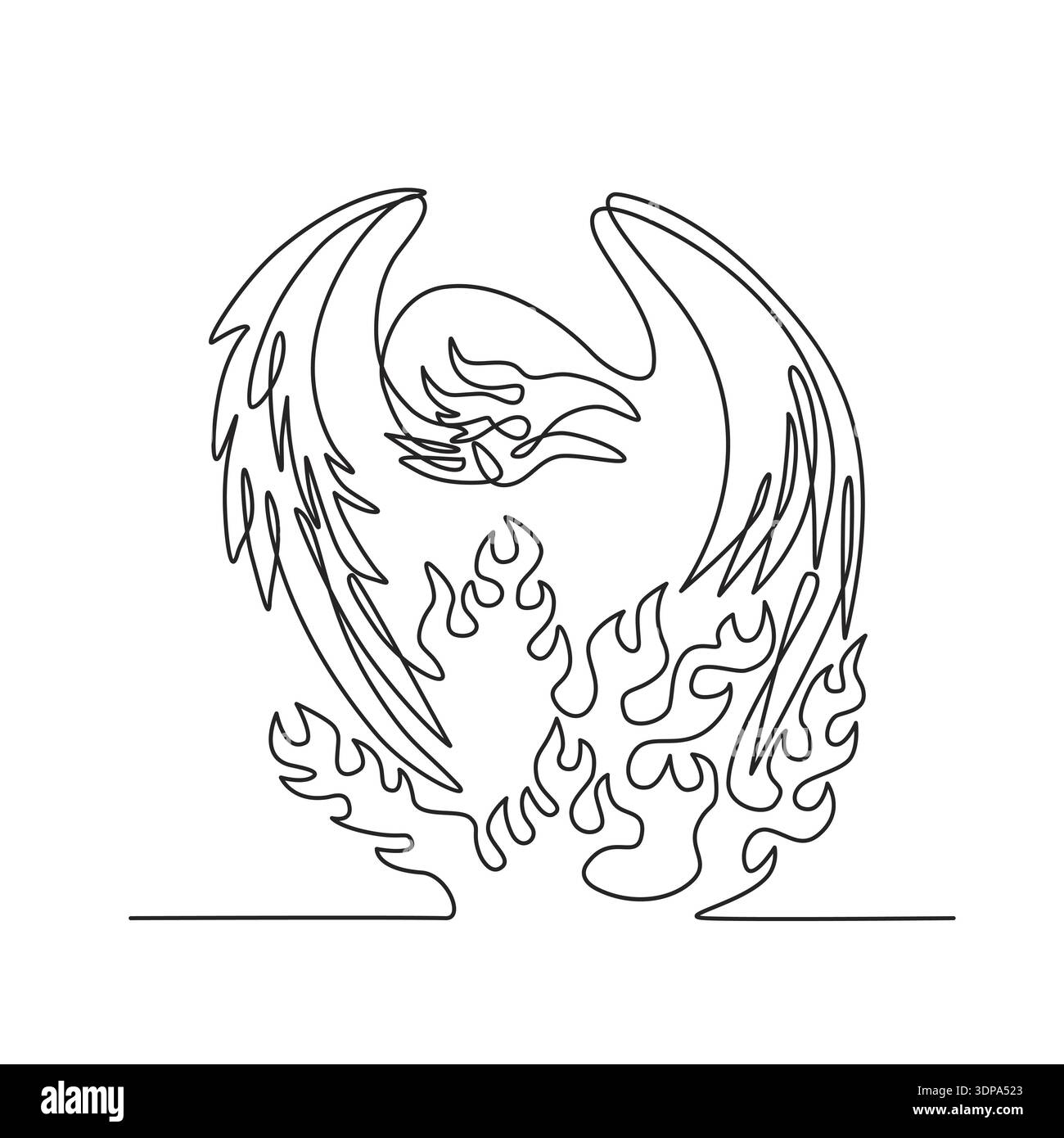 Continuous line drawing illustration of a phoenix, a mythological bird ...