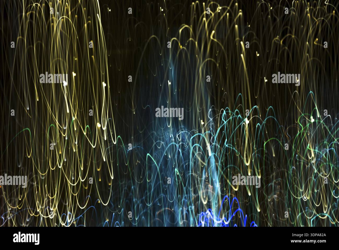 Bright abstract strip patterns from light strips on a black background Stock Photo