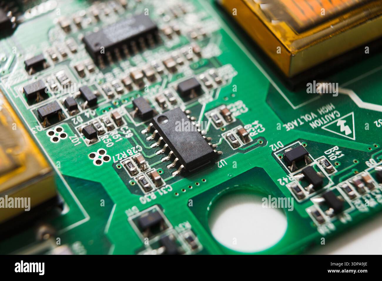Computer motherboard components close up Stock Photo