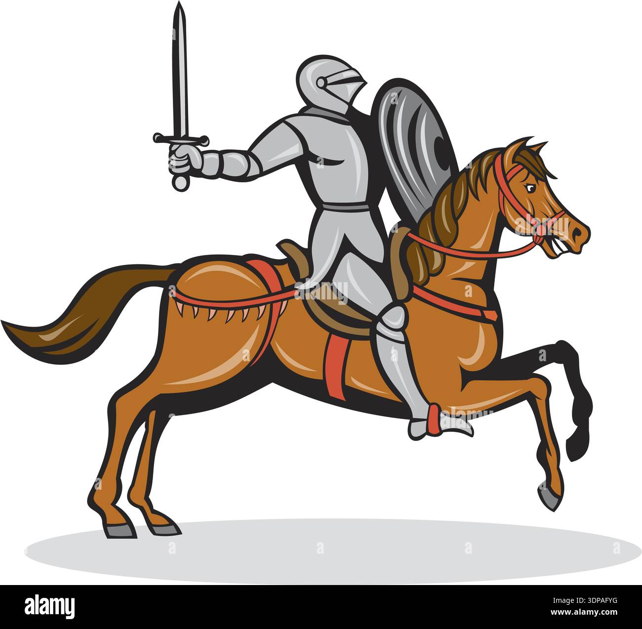 Knight riding horse sword cartoon hi-res stock photography and images ...