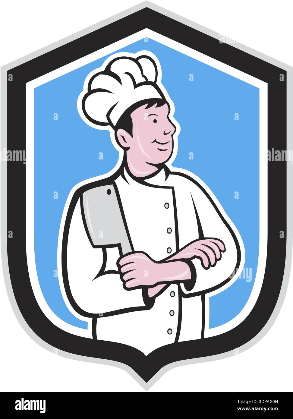 Chef Shield Illustration of a chef cook holding knife arms crossed facing side set ...
