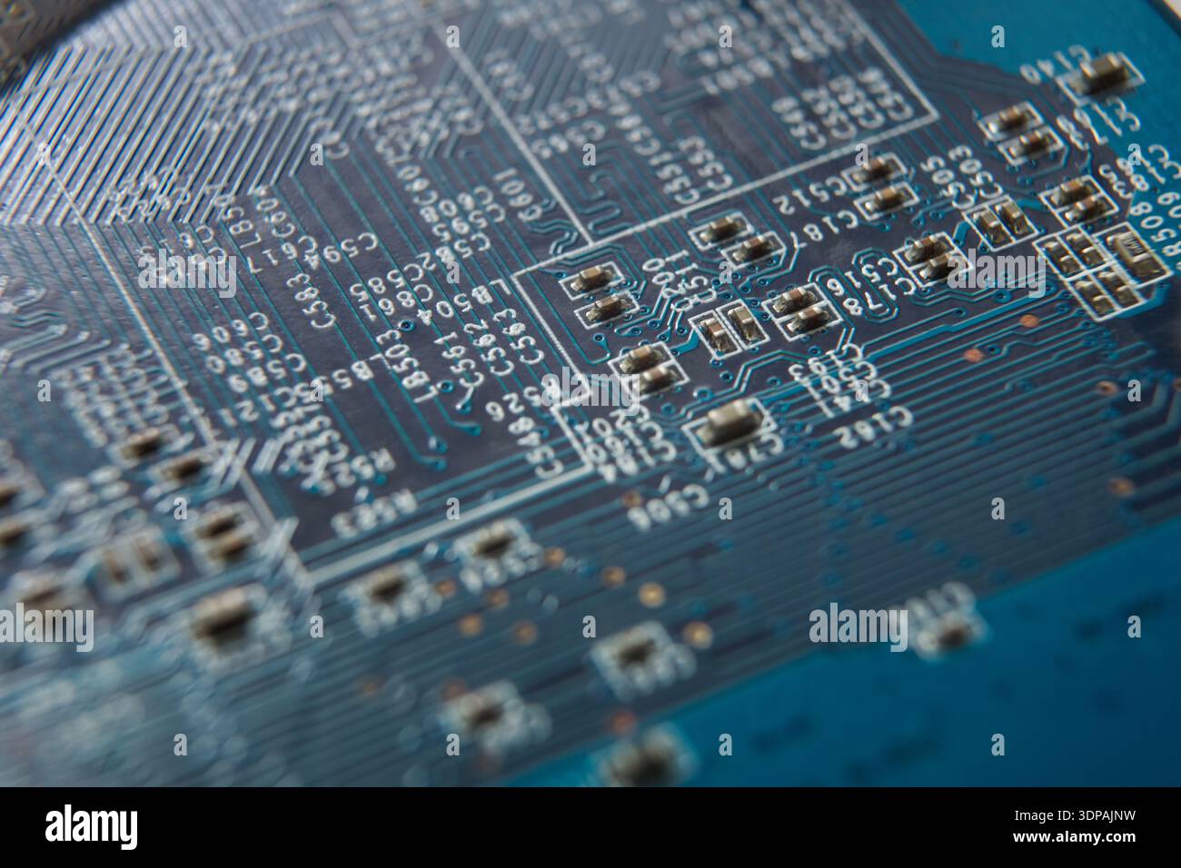 Laptop motherboard microcircuit close up Stock Photo