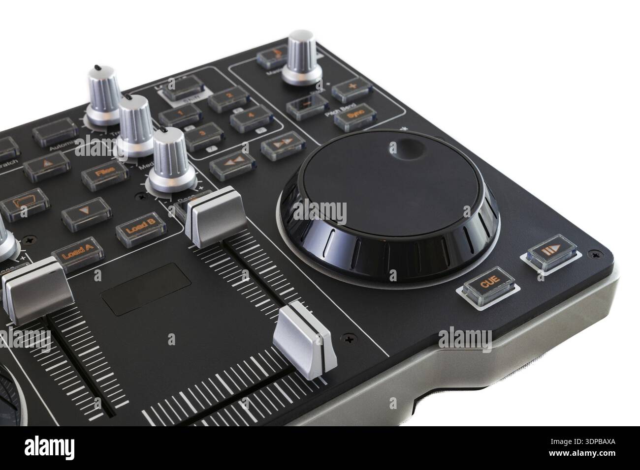 Portable DJ Control Mixer shot on a white background Stock Photo