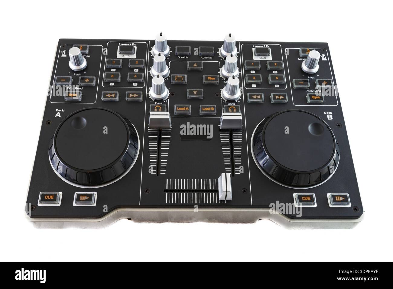Portable DJ Control Mixer shot on a white background Stock Photo