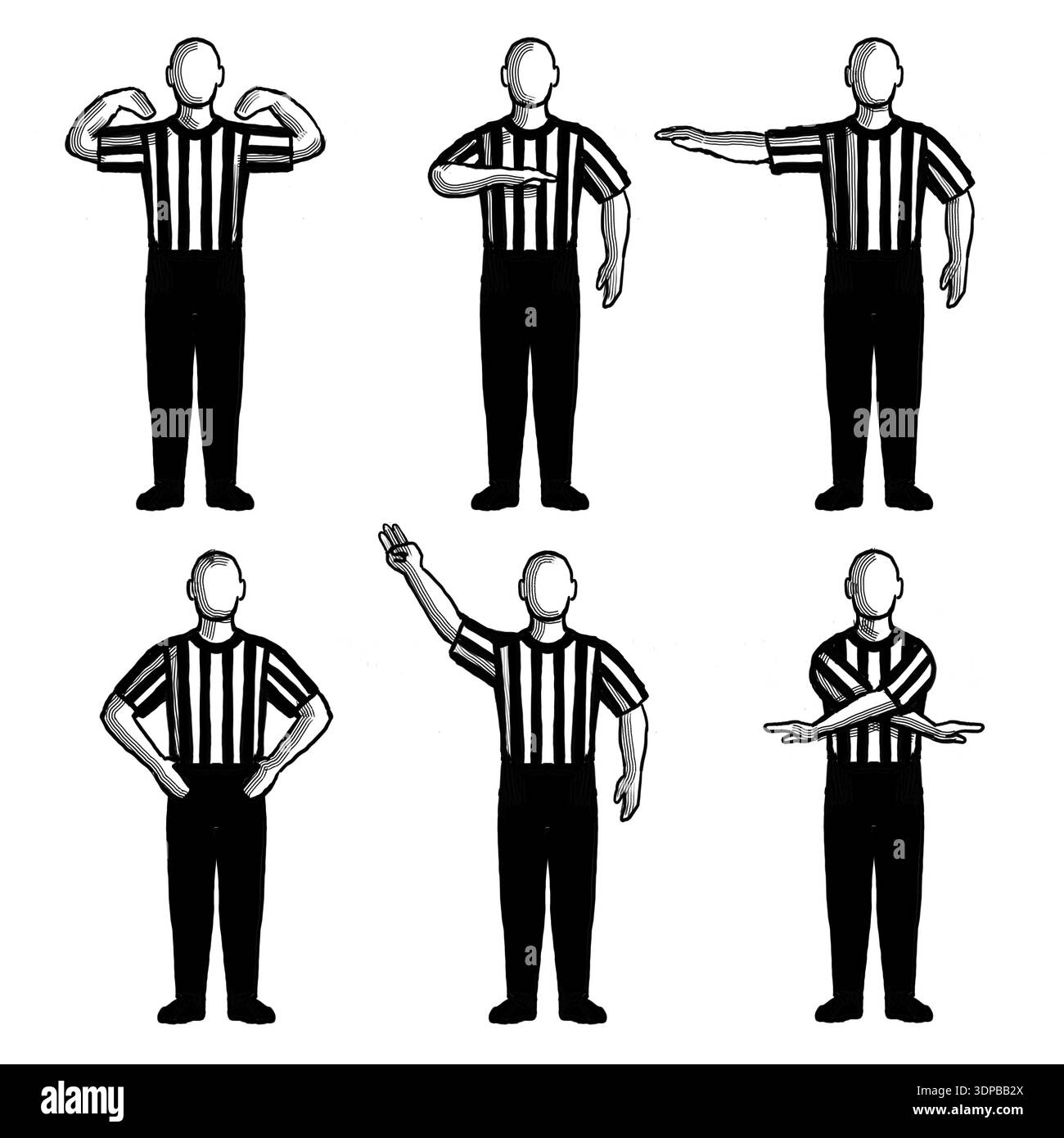 Referee Pattern Retro style collection set of drawing illustration showing a basketball ...