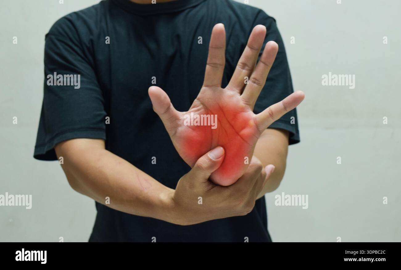 Man with chest pain, heart attack, myocardial infraction. Health problems concept Stock Photo