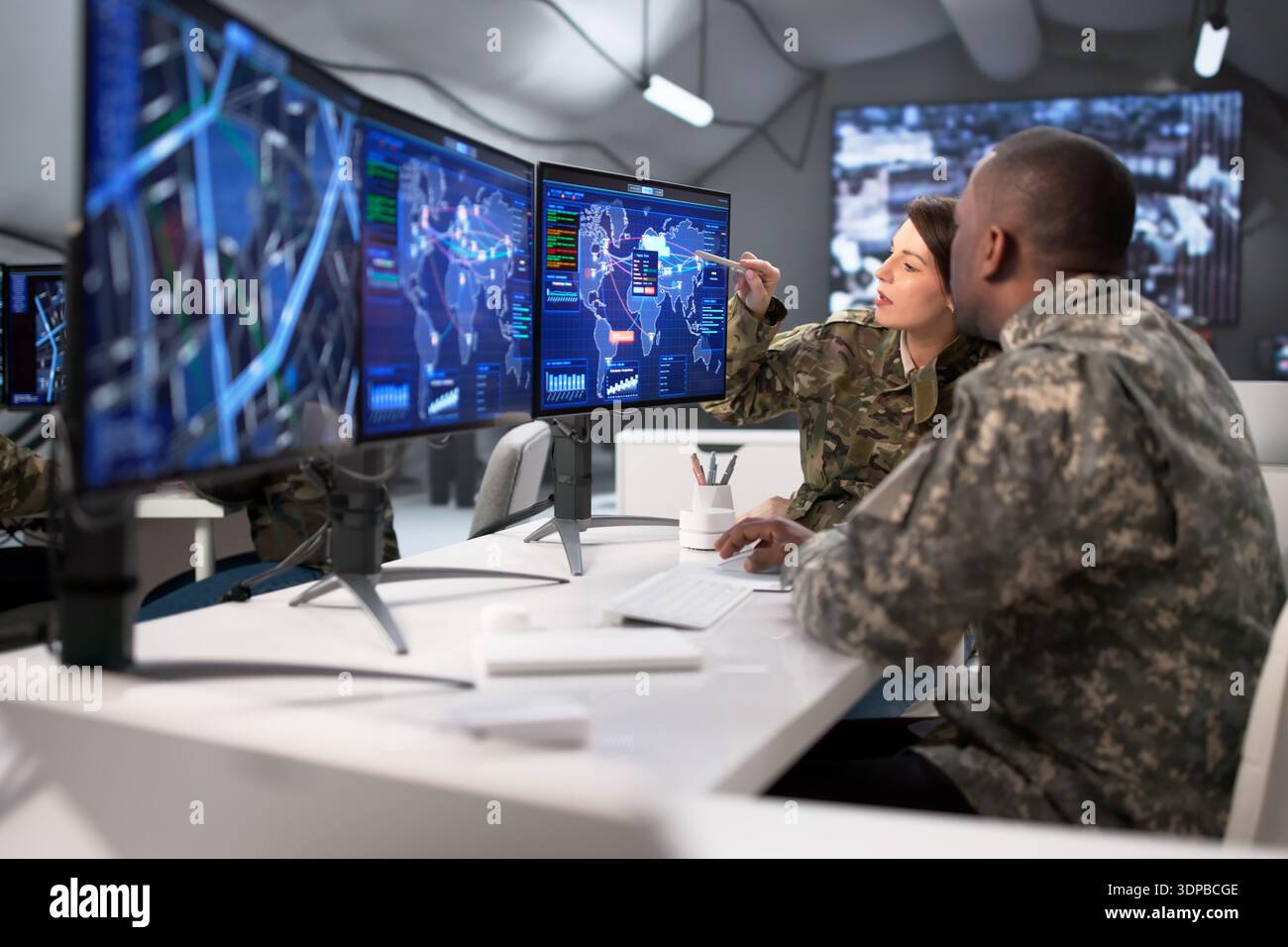 Monitoring satellite in control room hi-res stock photography and ...
