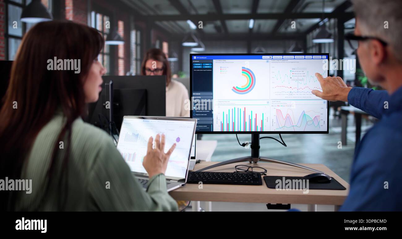 Business Team Analyzing Data To Boost Key Performance Indicators (KPIs) Stock Photo