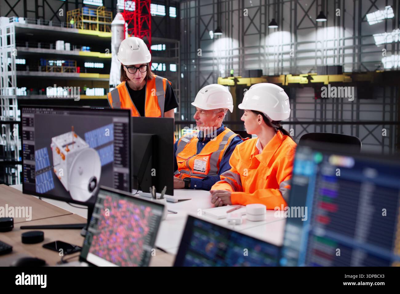 Engineer Leading Training On SCADA Software For Civil Rocket Research. Stock Photo