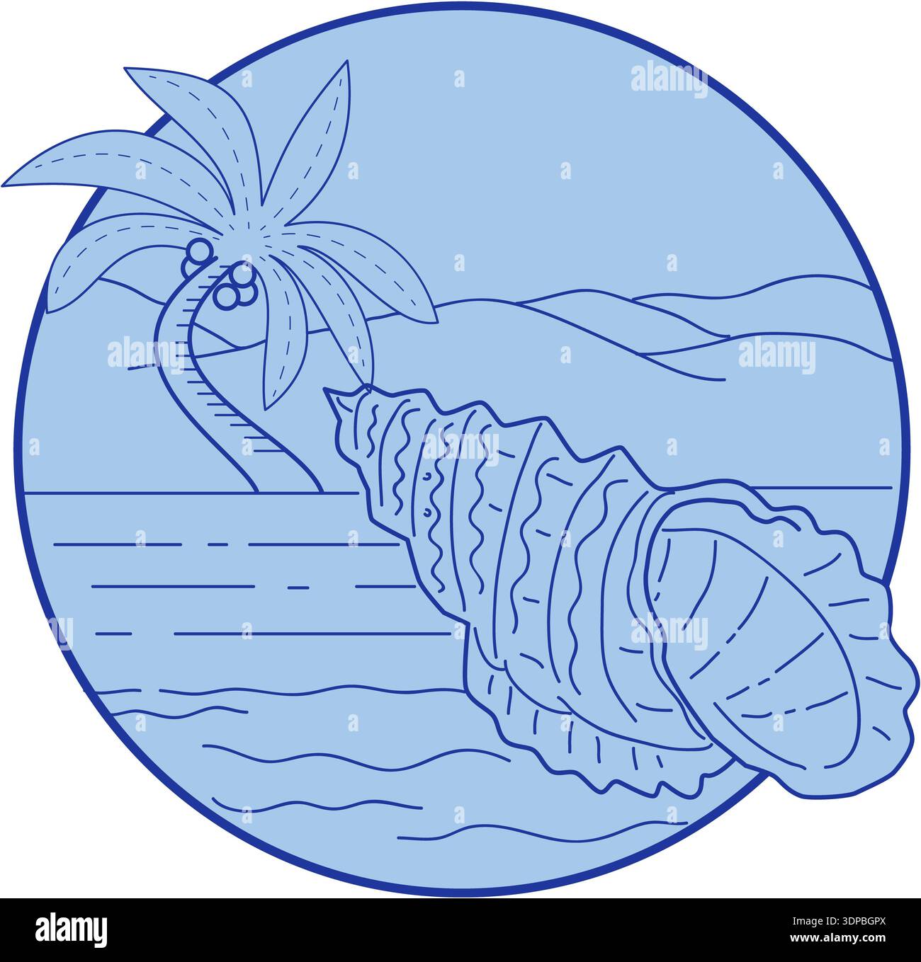 Illustration of a giant frog snail, giant frog shell or Tutufa bubo, a ...