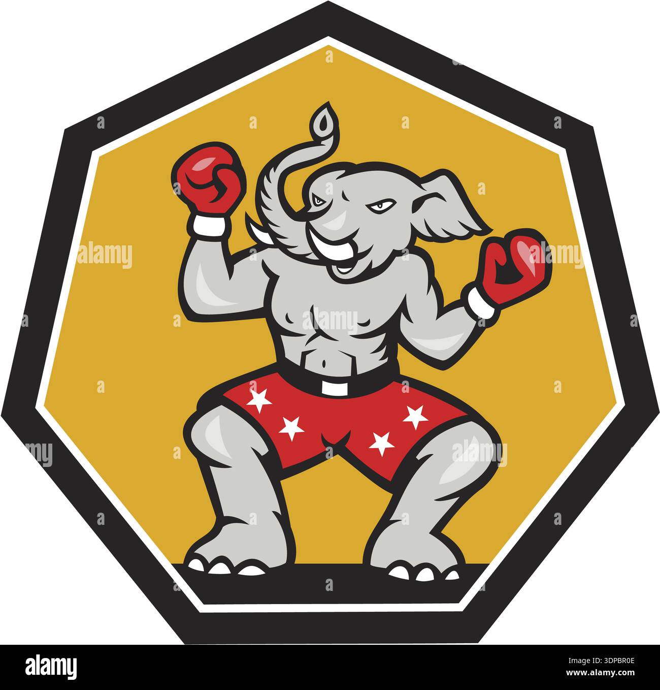 Illustration of a republican elephant mascot boxer boxing with gloves ...