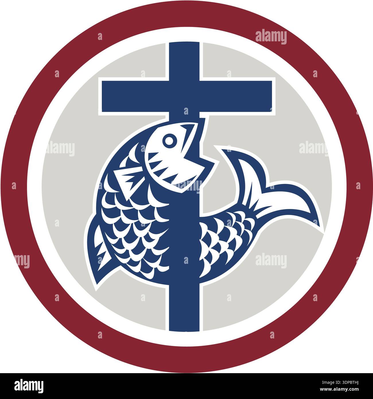 christian cross like fish hook vector Men's Stainless Steel Necklace Cross with Fish Hook