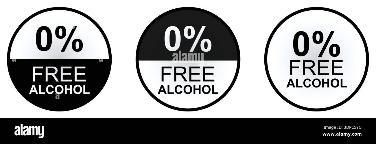 0% Free Alcohol Round Label Set with Black and White Certification ...