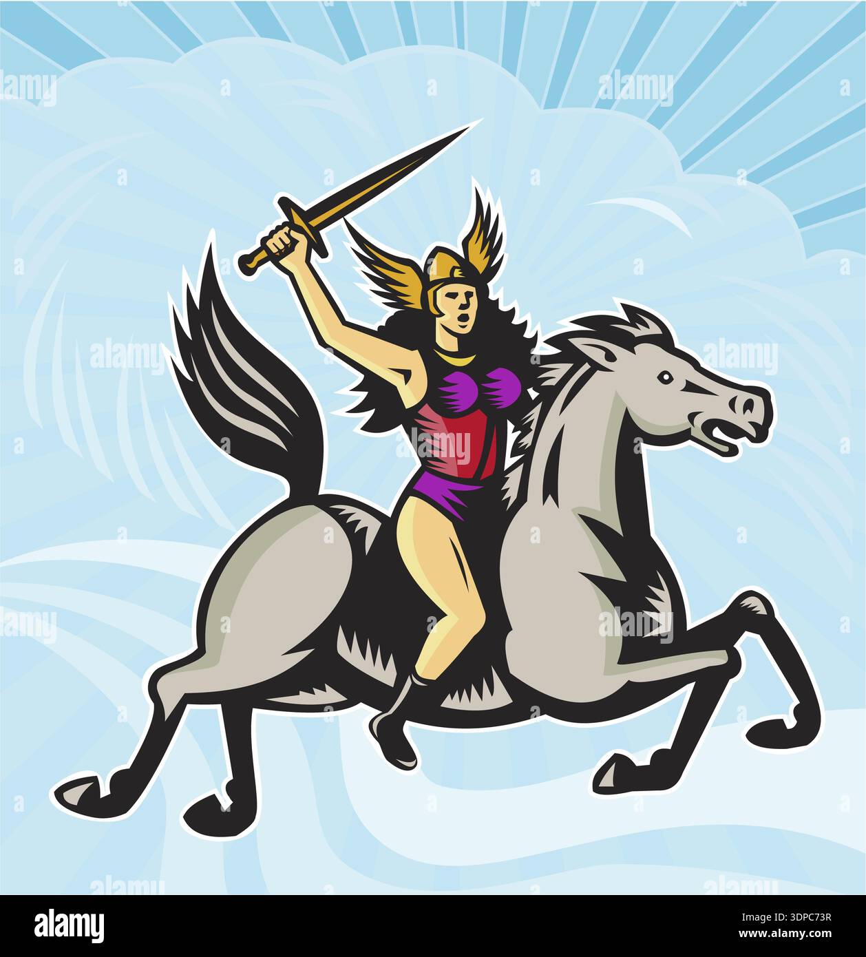 Valakrie Illustration of valkyrie of Norse mythology female rider warriors ...