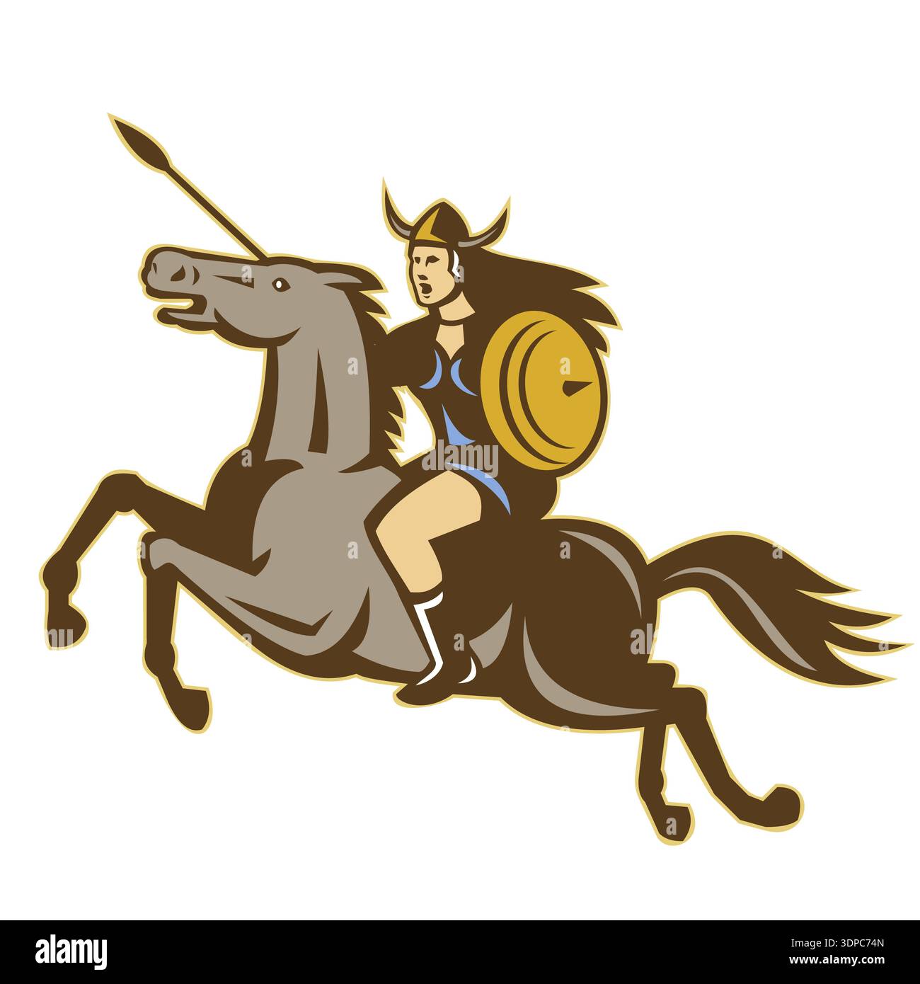 Illustration of valkyrie of Norse mythology female rider warriors ...