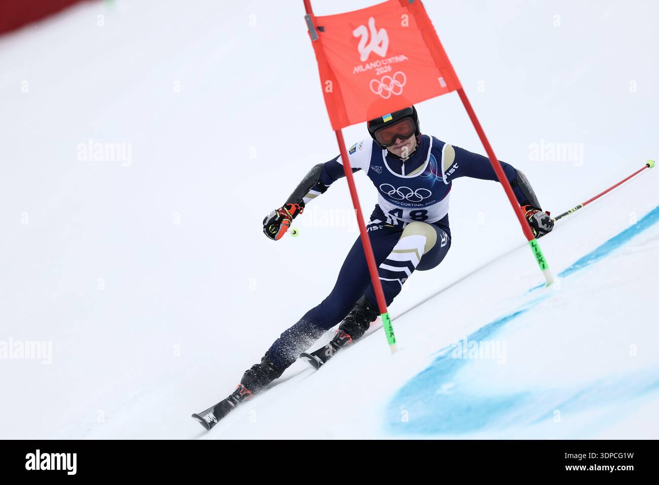 Ukraine S Dmytro Shepiuk Speeds Down The Course During An Alpine Ski Ukraines Dmytro Shepiuk Speeds Down The Course During An Alpine Ski Mens Giant Slalom Race At The 2026 Winter Olympics In Bormio Italy Saturday Feb 14 2026 Ap Photogabriele Facciotti 3DPCG1W 