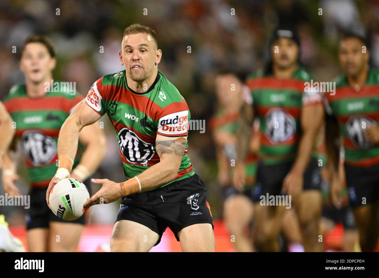 Wollongong, Australia. 14th Feb, 2026. Matt Dufty of the Rabbitohs ...