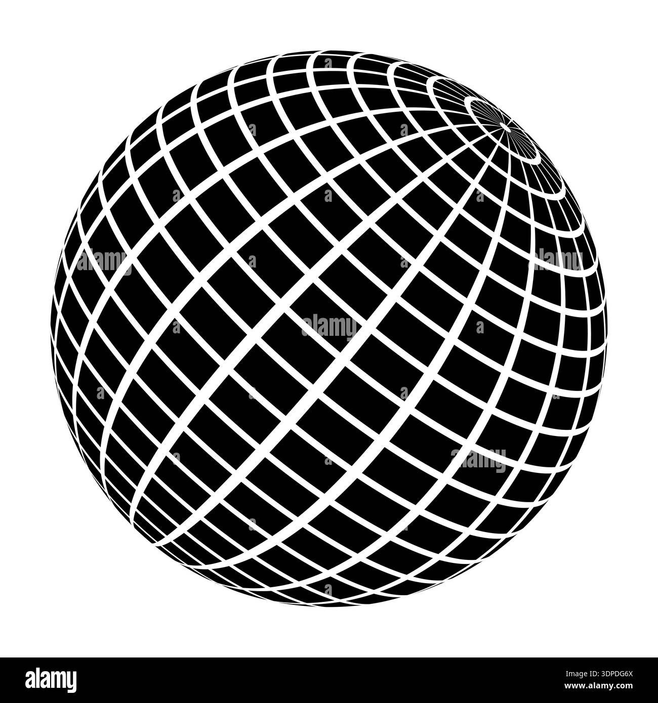 Curved line sphere, rendering showing depth mapping sphere grid perspective Stock Vector
