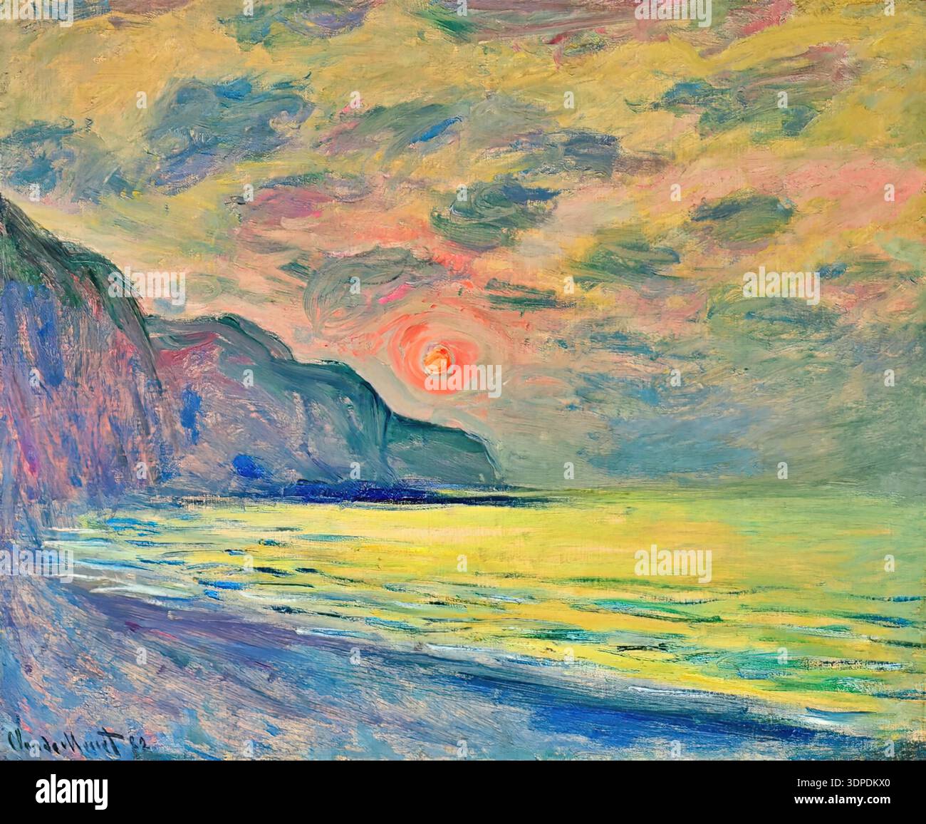Sunset at pourville claude monet Stock Vector Images - Alamy