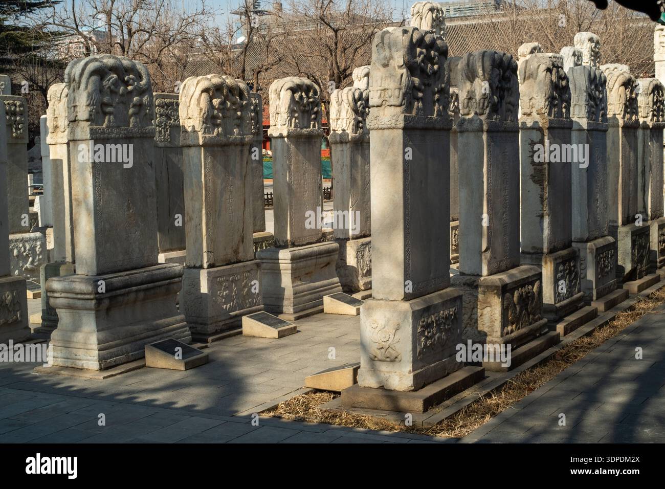 European missionary tombstones in the Five Pagoda Temple in Beijing, China. Stock Photo
