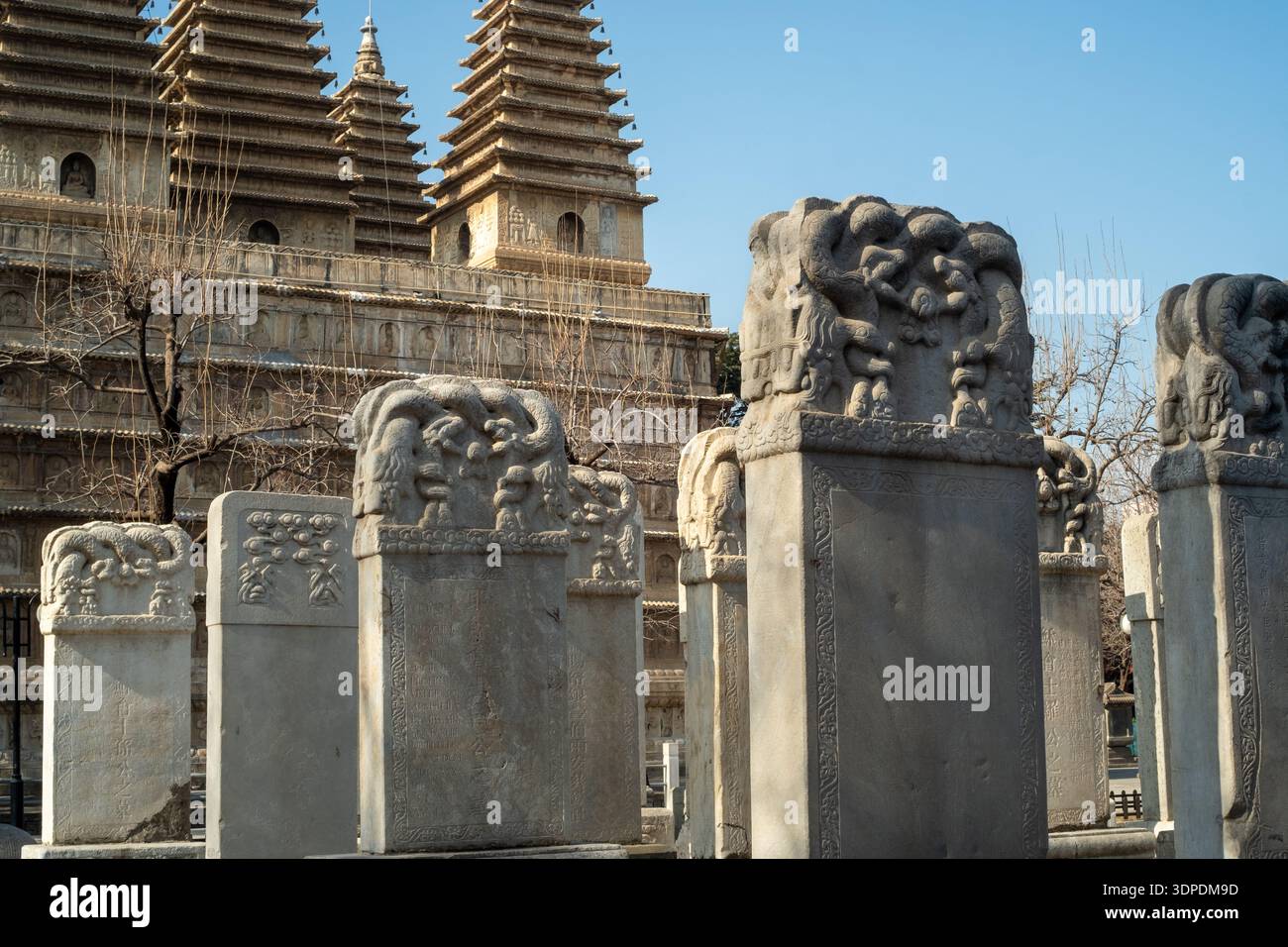 European missionary tombstones in the Five Pagoda Temple in Beijing, China. Stock Photo