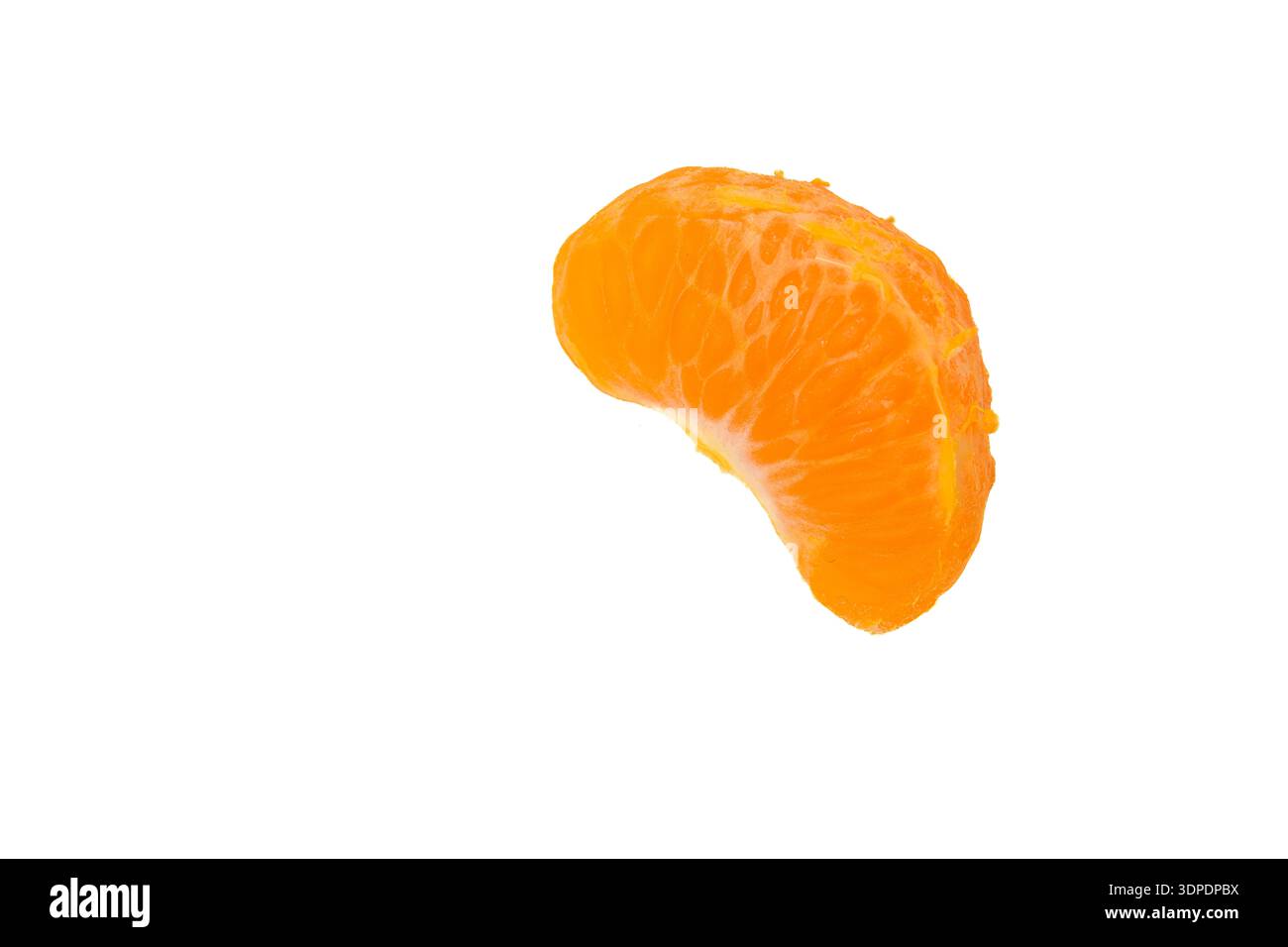Single mandarin segment isolated on white background Stock Photo