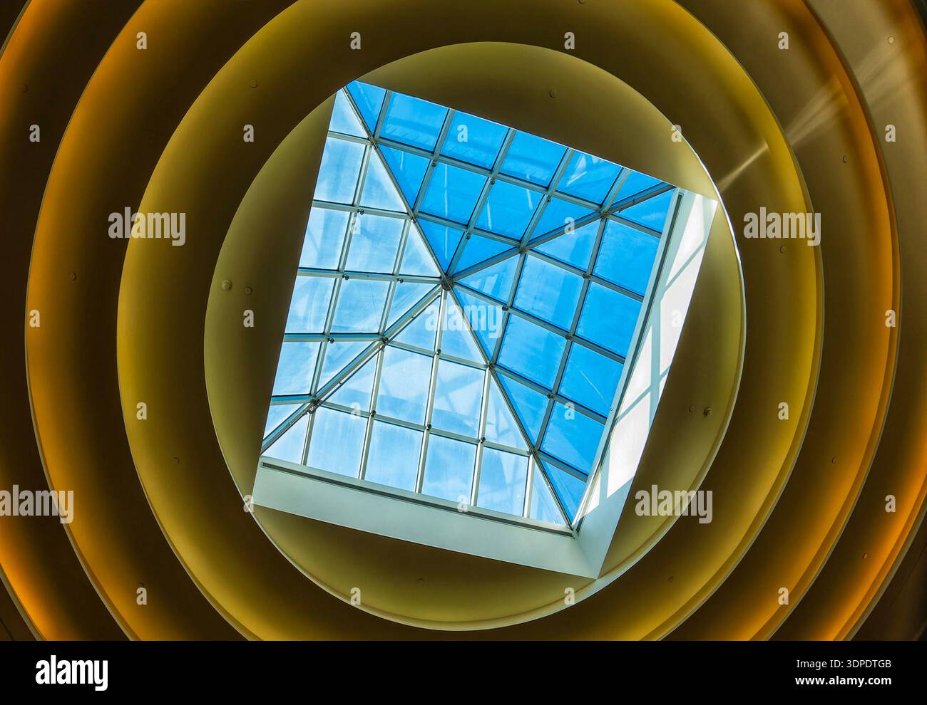 Looking up a skylight in the ceiling Stock Photo