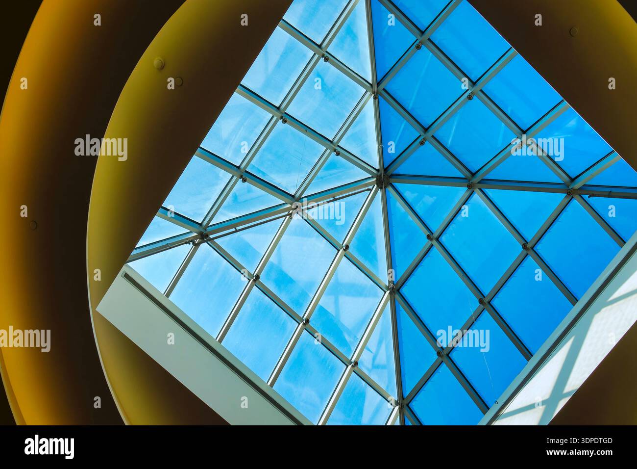 Looking up a skylight in the ceiling Stock Photo