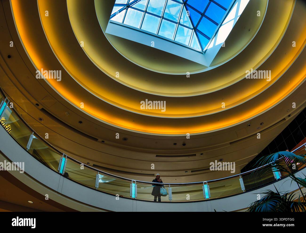 Looking up a skylight in the ceiling Stock Photo