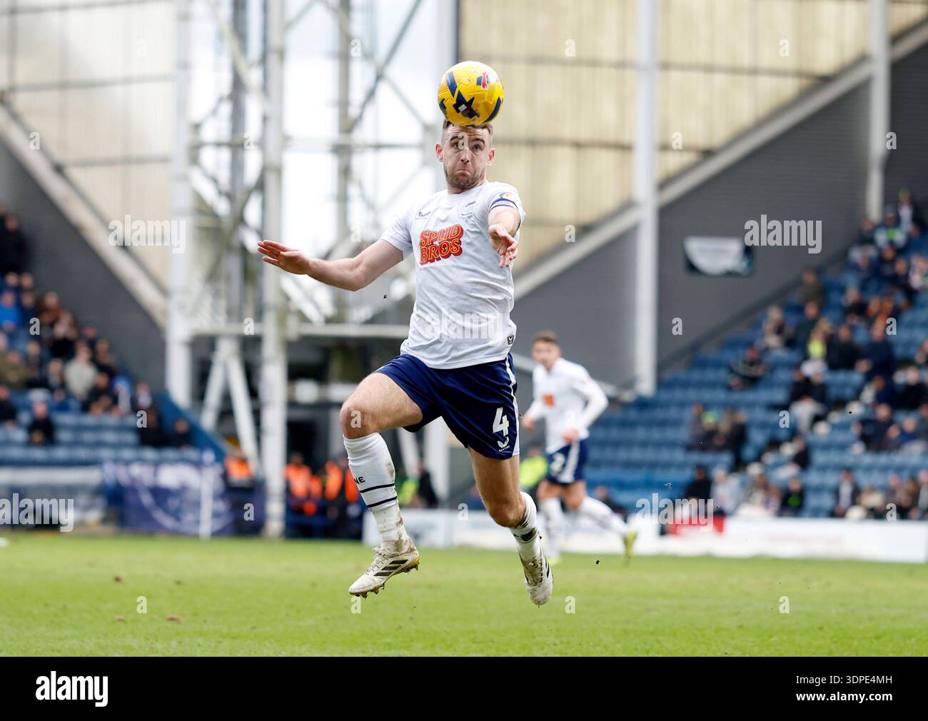 Preston North Ends Benjamin Whiteman heads the ball during the Sky Bet ...