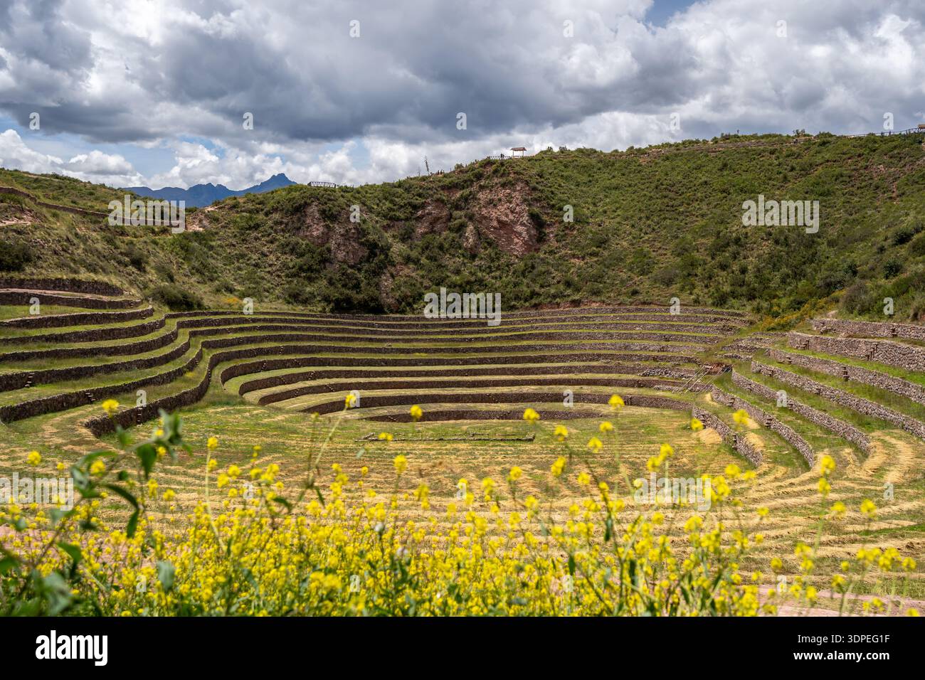 The Inca site of Moray in the Sacred Valley, Peru, features concentric ...