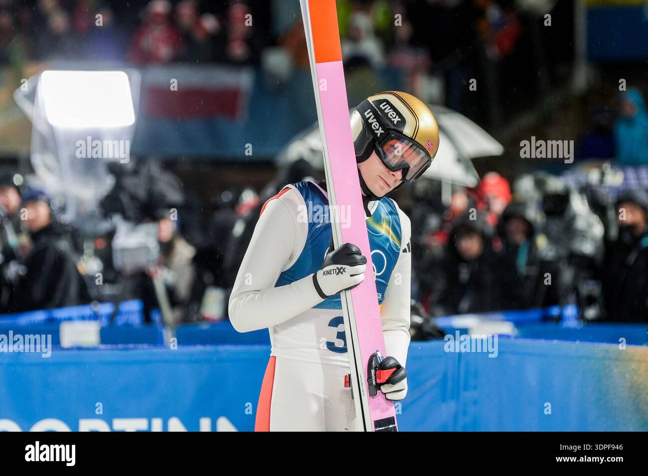 Val di Fiemme, Italy 20260214. Marius Lindvik during the men's large ...
