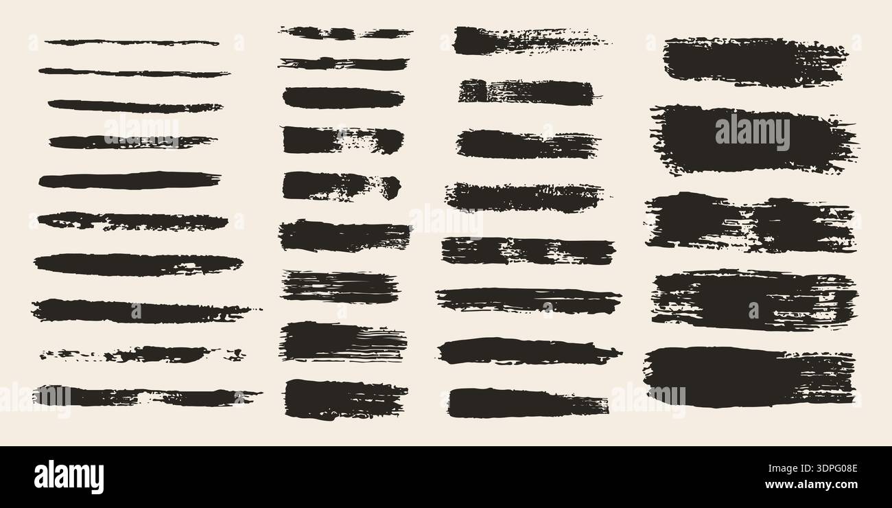 Gouache Paint Brush Strokes Set Stock Vector