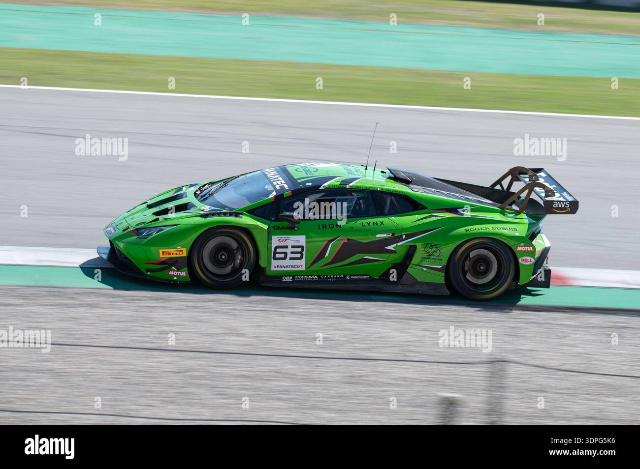 Green and black Iron Lynx Lamborghini Huracan GT3 EVO2 number 63 racing ...