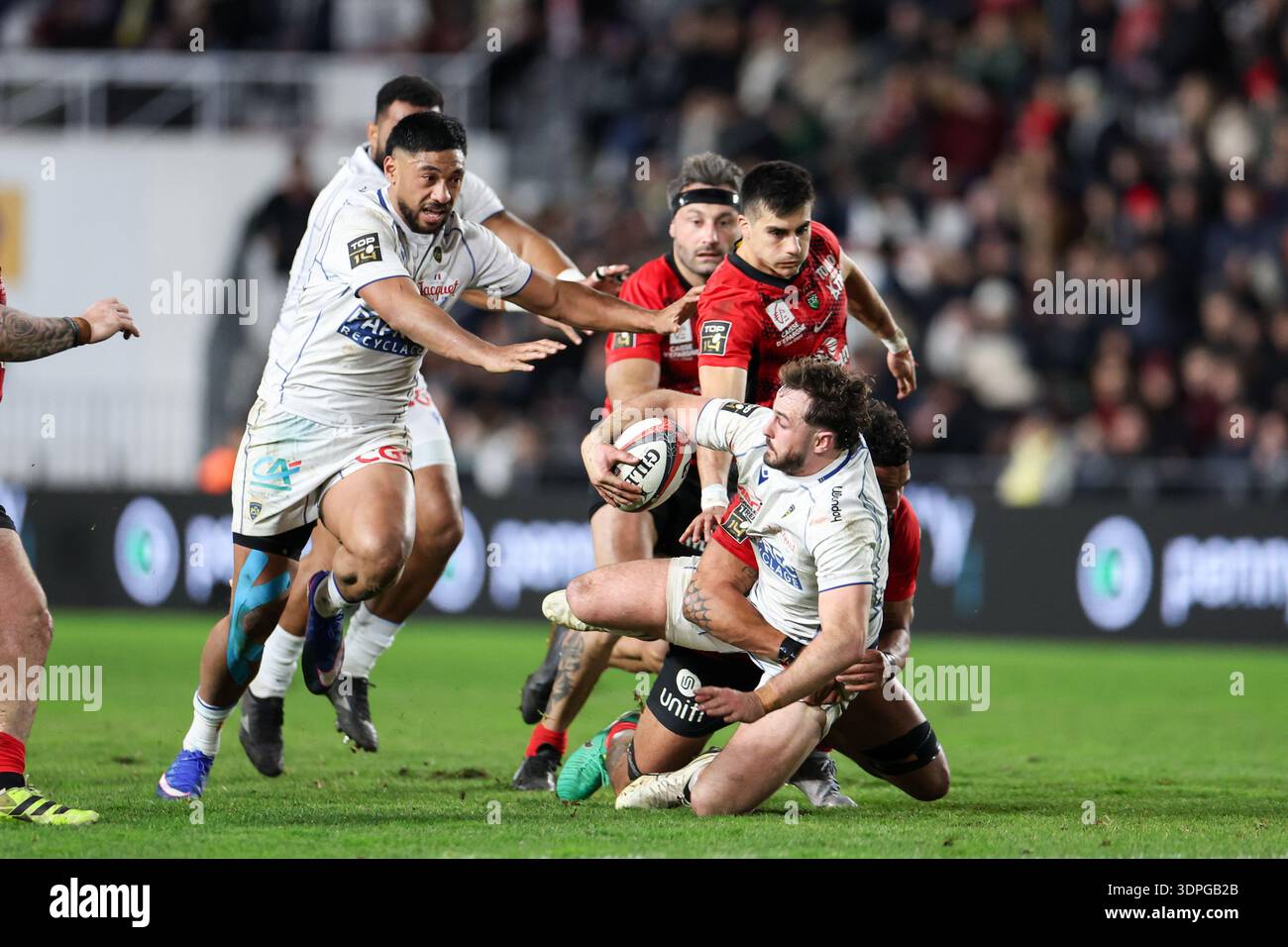 Harrisson PLUMMER of Clermont with Irae SIMONE of Clermont during the ...