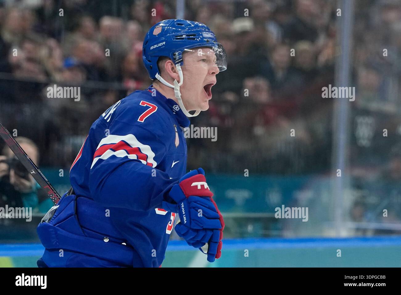 United States' Brady Tkachuk celebrates after scoring his side's second ...