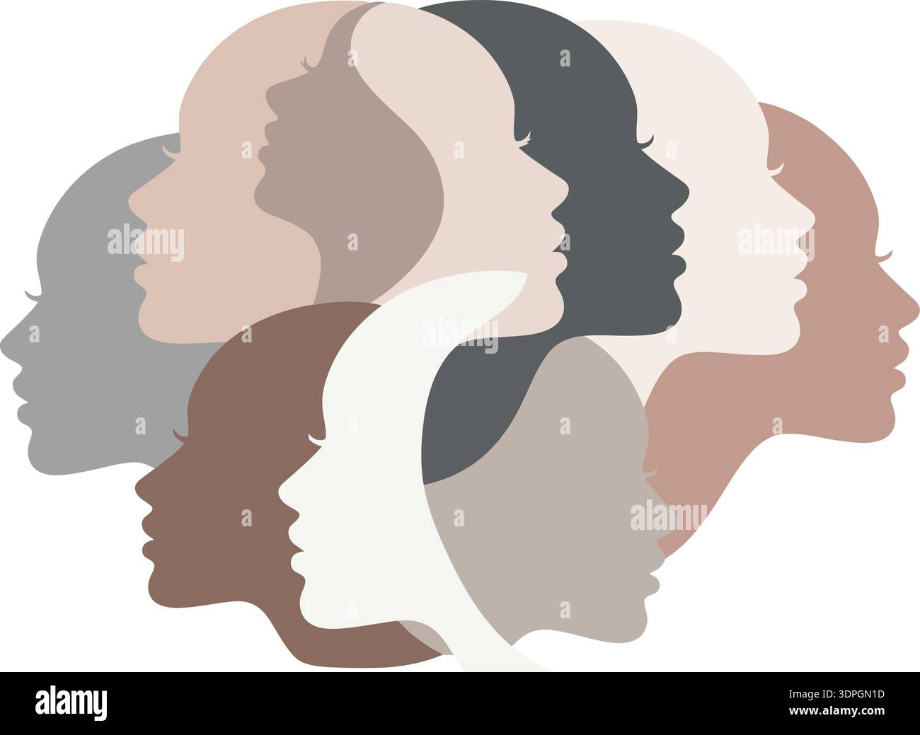 Multiple diverse female profiles overlapping in a circular cluster with ...