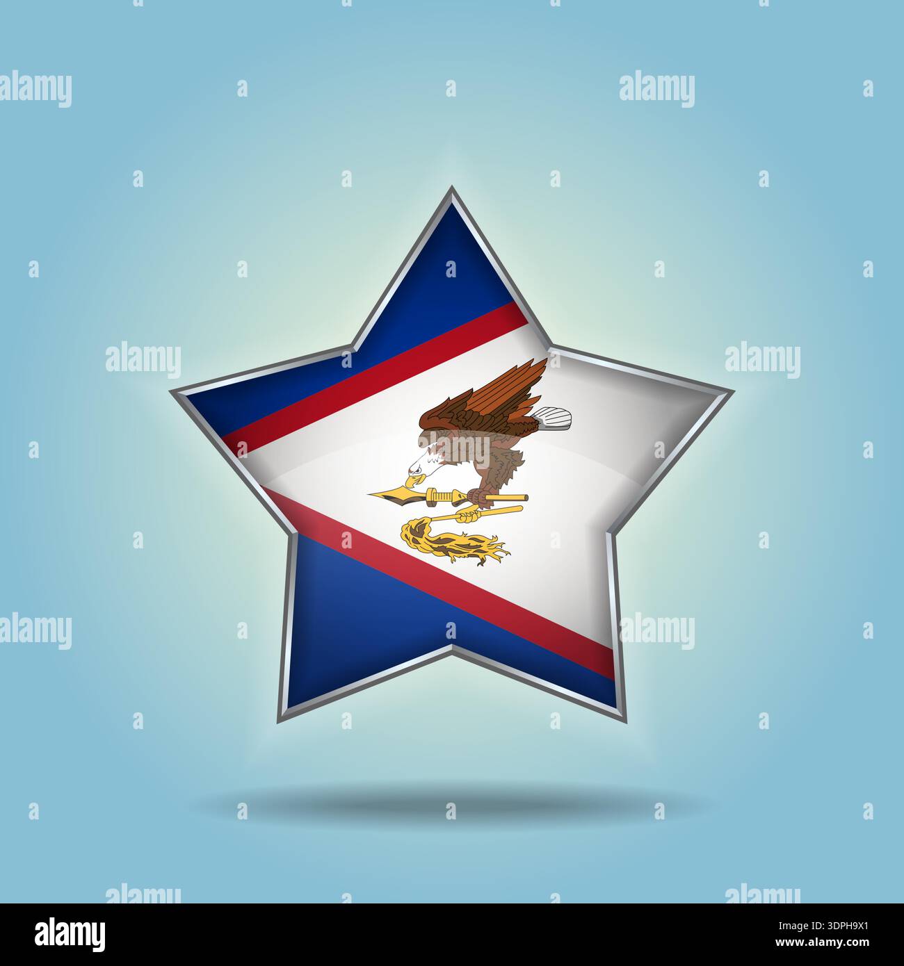 American Samoa flag star glossy. Isolated on color gradient background Stock Vector