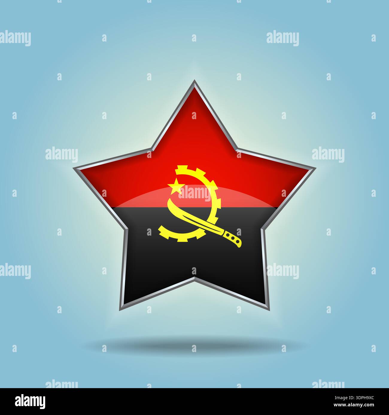 Angola flag star glossy. Isolated on color gradient background Stock Vector