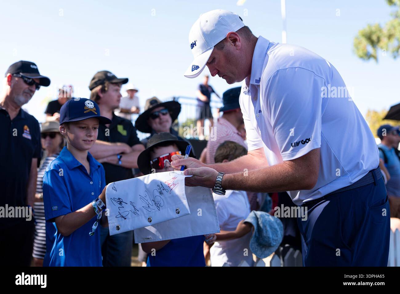 Jason Kokrak of Smash GC signs autographs before the final round of the ...