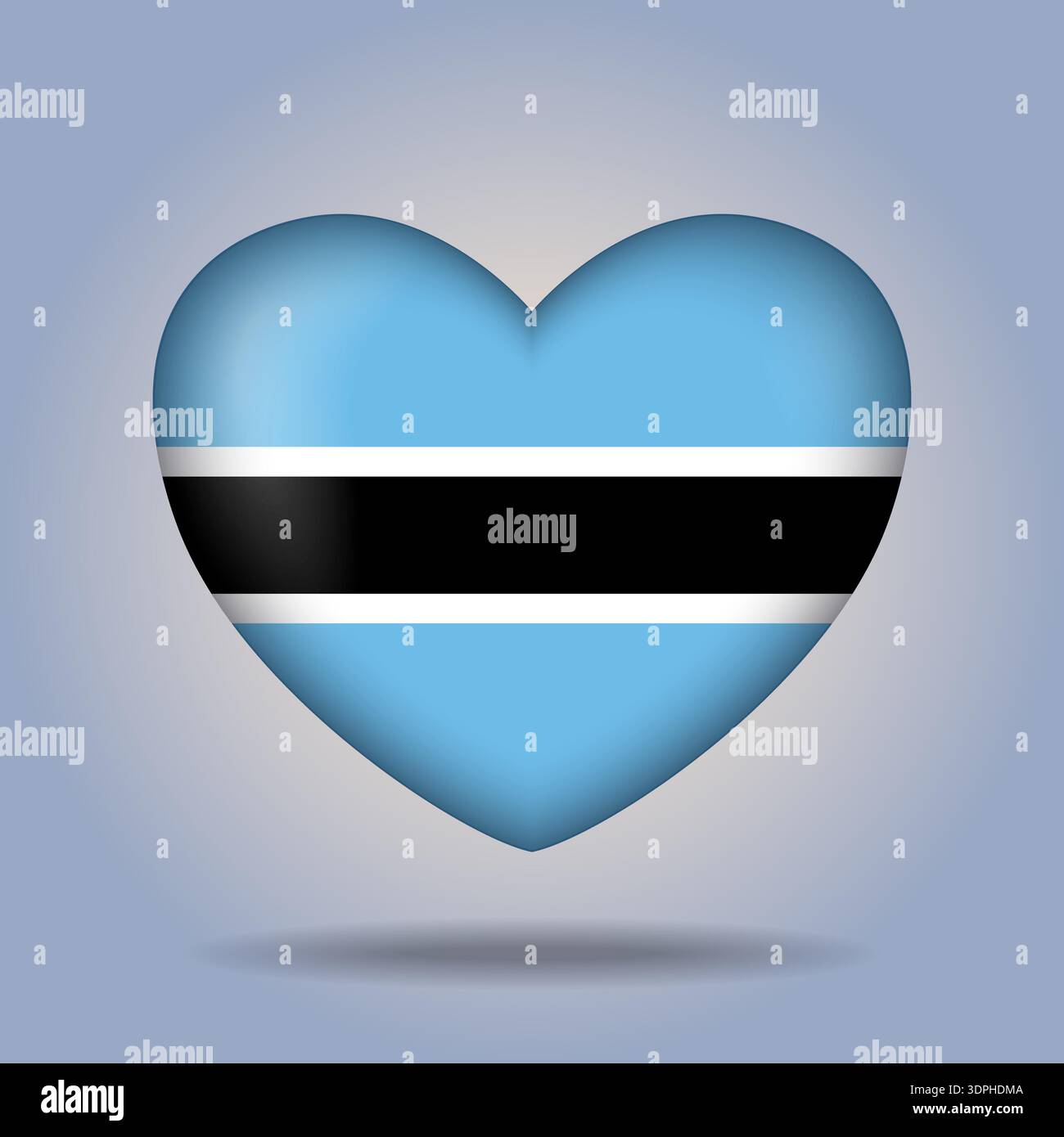 Botswana flag heart button Isolated on color gradient background Stock Vector