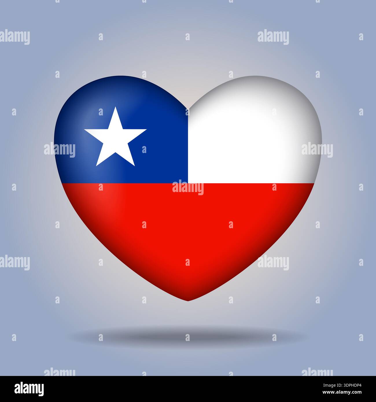 Chile flag heart button Isolated on color gradient background Stock Vector