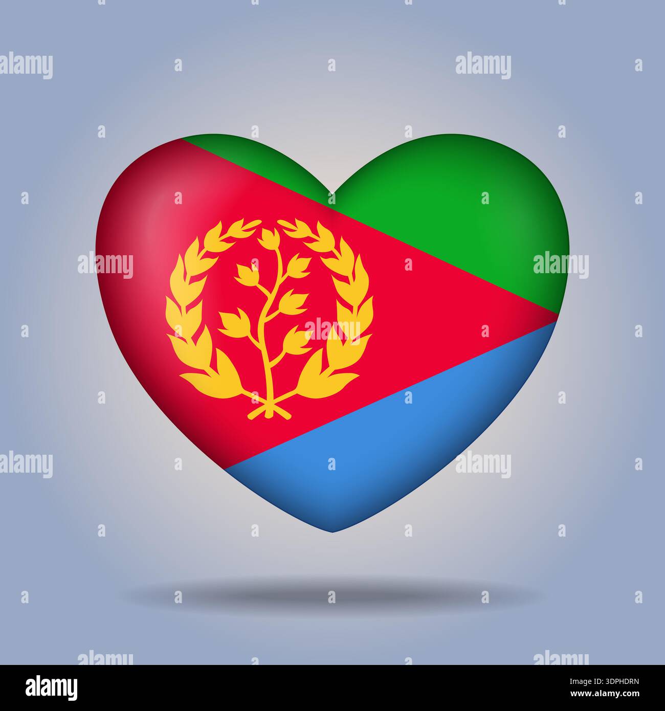 Eritrea flag heart button Isolated on color gradient background Stock Vector