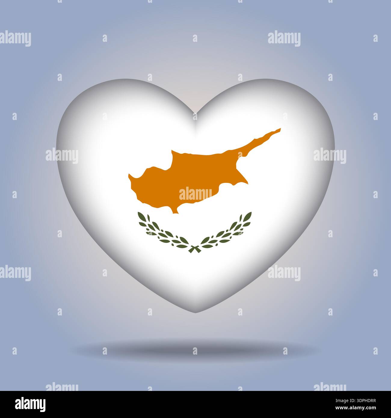 Cyprus flag heart button Isolated on color gradient background Stock Vector