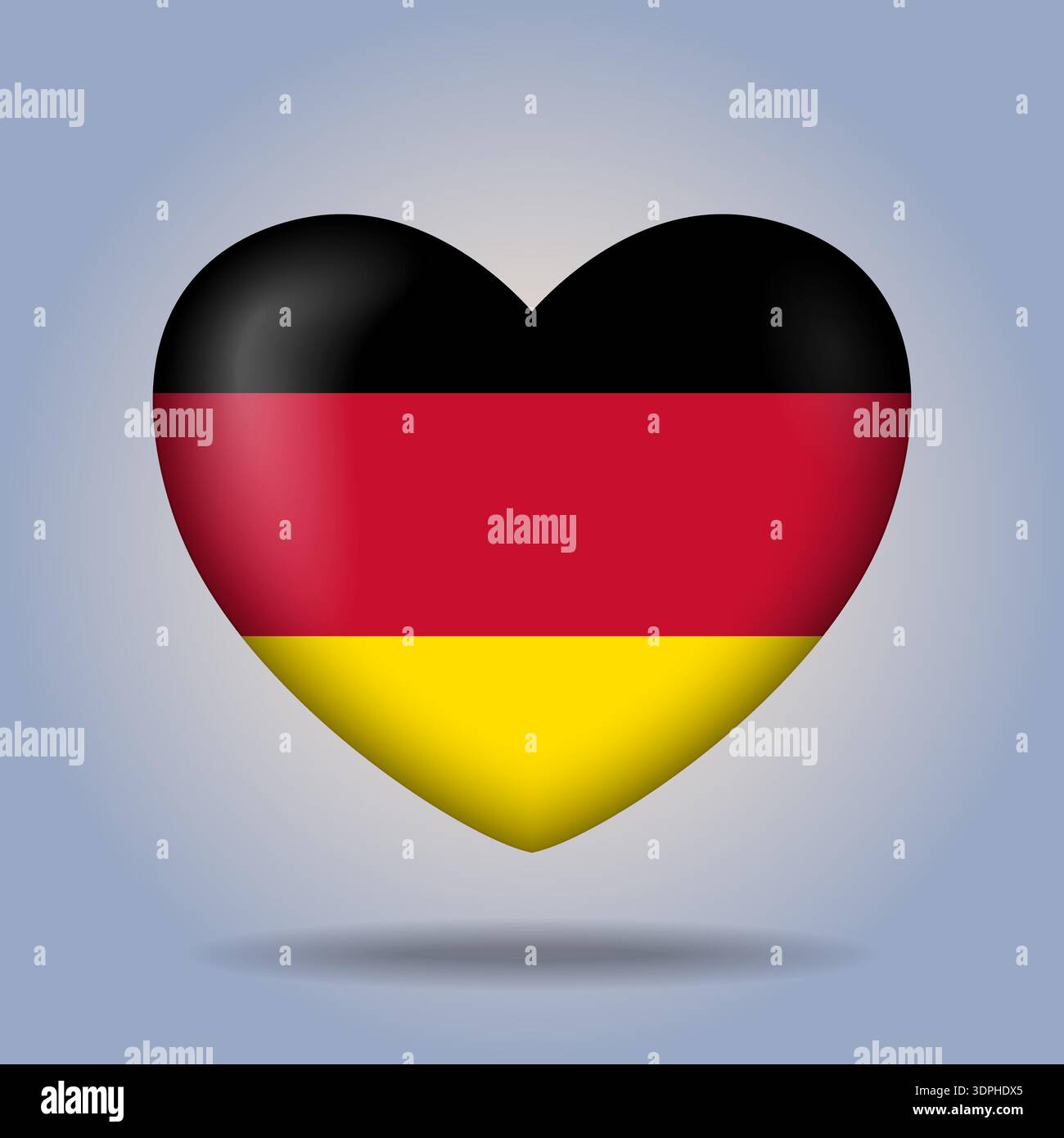 Germany flag heart button Isolated on color gradient background Stock Vector