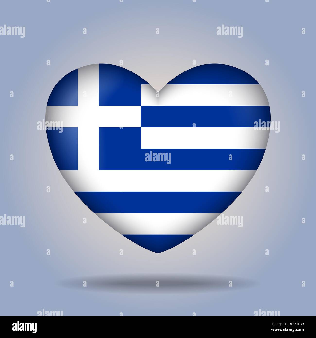 Greece flag heart button Isolated on color gradient background Stock Vector